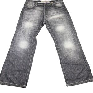 DJ MARK Premium Edition Men's Jeans44x32 Dark Wash Distressed Denim Straight Fit